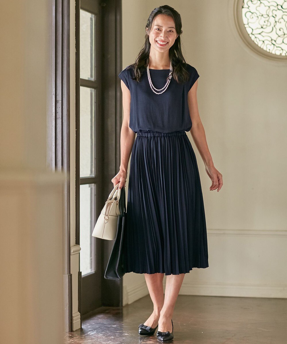 【オンワード】 any FAM>ワンピース セレモニープリーツ ワンピース ネイビー 2 レディース 【送料無料】