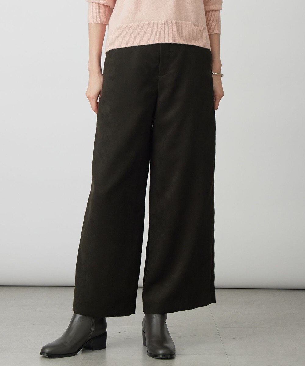 【オンワード】 J.PRESS LADIES>パンツ マイクロライトスエード ワイド パンツ ダークブラウン 9 レディース