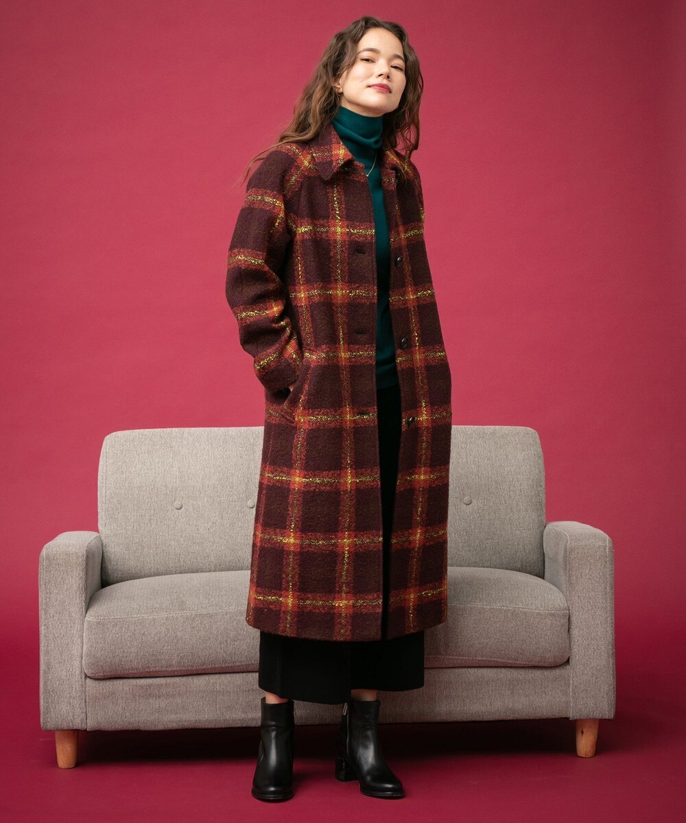 【オンワード】 Paul Smith>ジャケット/アウター チェックブークレ コート ブラウン 42 レディース 【送料無料】