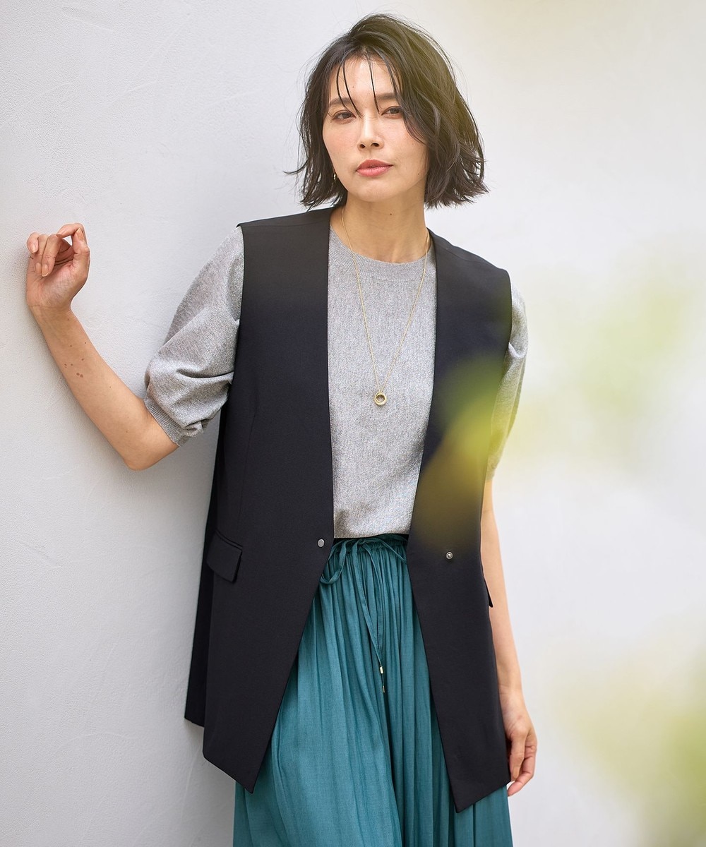 【オンワード】 ANY>トップス 【セットアップ可能/UVケア/接触冷感/ストレッチ】イージーケアジレ ブラック F レディース 【オンワード】 ANY>トップス 【セットアップ可能/UVケア/接触冷感/ストレッチ】イージーケアジレ ブラック F レディース