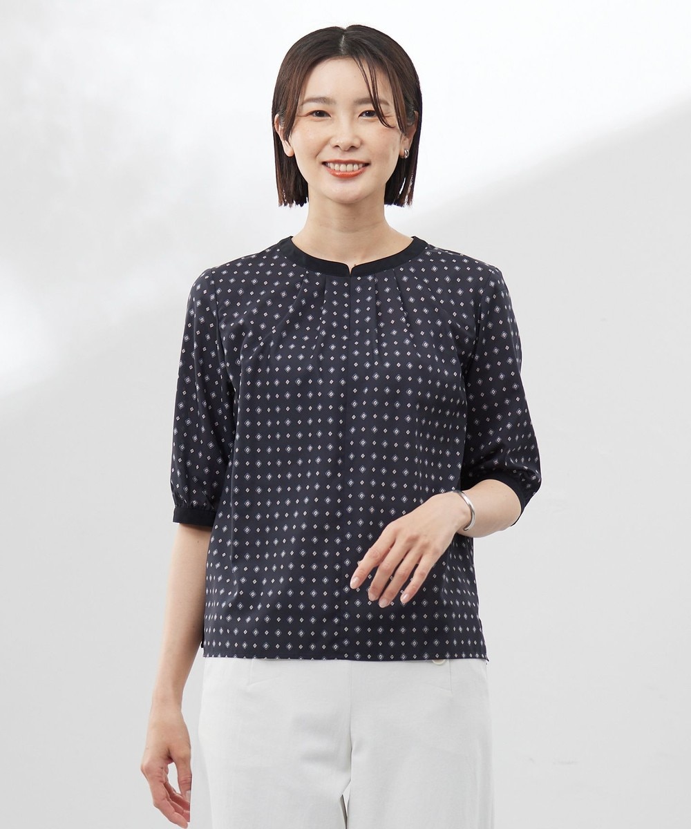 【オンワード】 J.PRESS LADIES>トップス 【洗える】ジオメトリックプリント ブラウス ネイビー 11 レディース 【オンワード】 J.PRESS LADIES>トップス 【洗える】ジオメトリックプリント ブラウス ネイビー 11 レディース