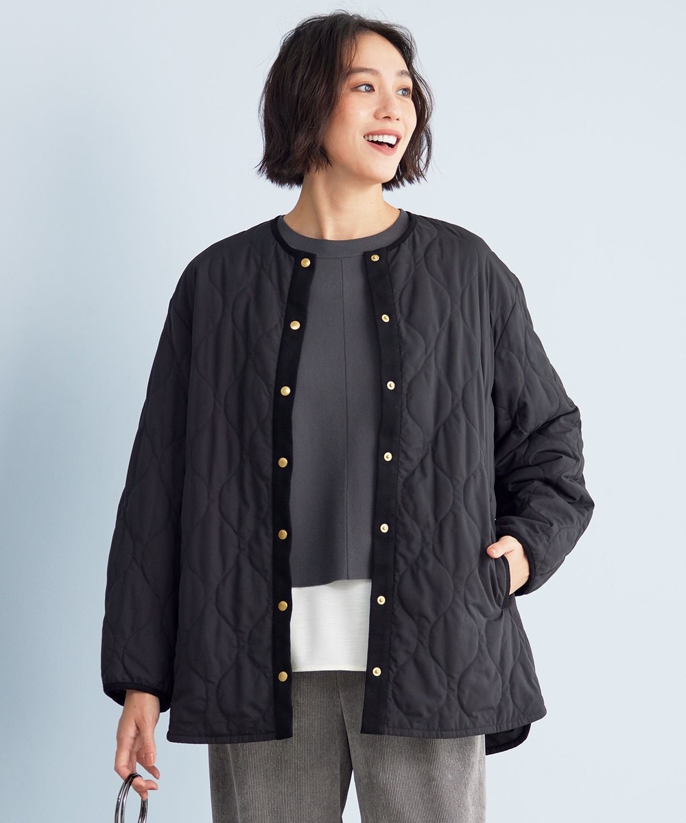 【オンワード】 自由区>ジャケット/アウター 【洗える】パディングキルト アウター ブラック 38 レディース 【オンワード】 自由区>ジャケット/アウター 【洗える】パディングキルト アウター ブラック 38 レディース