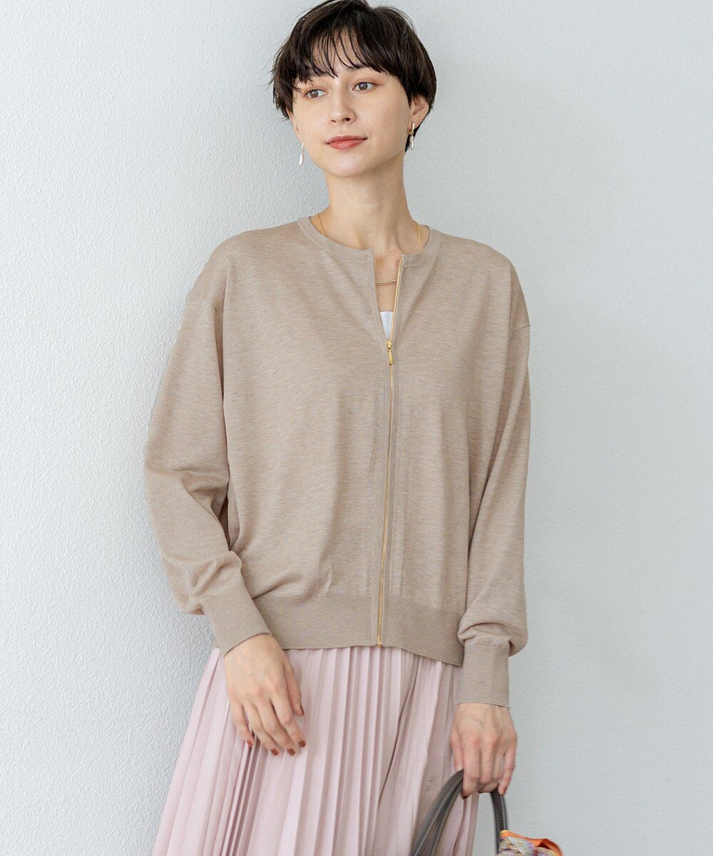 【オンワード】 23区 L(大きいサイズ)>トップス 【洗える】オータムシャイニー ニット ブルゾン ベージュ 44 レディース 【オンワード】 23区 L(大きいサイズ)>トップス 【洗える】オータムシャイニー ニット ブルゾン ベージュ 44 レディース