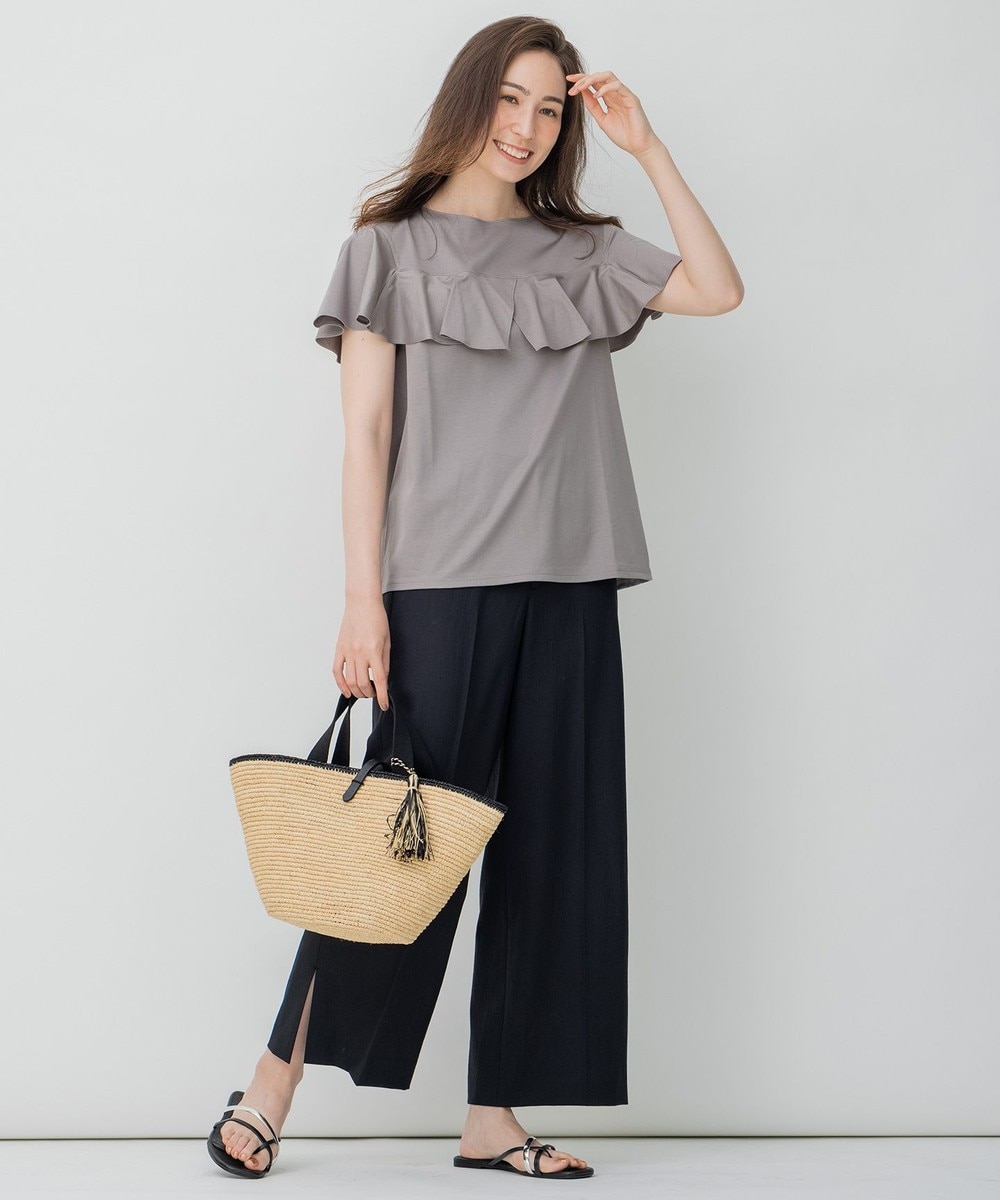 【オンワード】 自由区>パンツ 【Sサイズ有】リネンライクツイル フレックス パンツ ブラック 36 レディース 【送料無料】