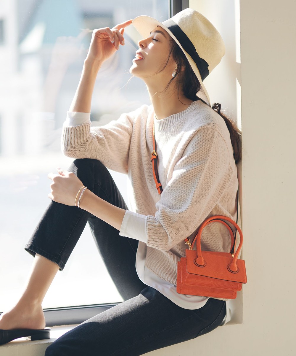 【オンワード】 23区 L>トップス 【洗える】コットンブレンドコード パフスリーブニット ブルー 48 レディース 【送料無料】