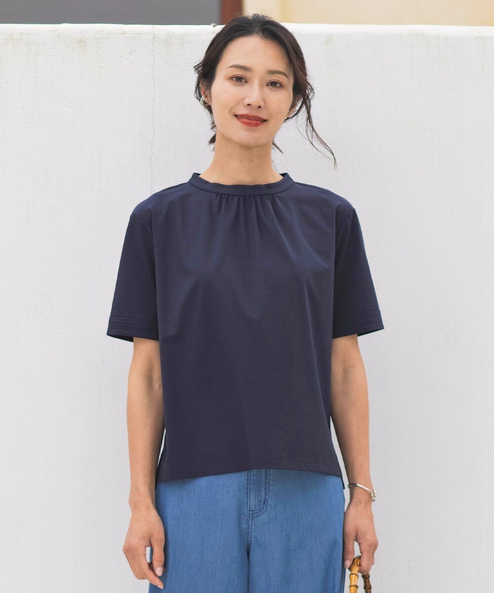 【オンワード】 J.PRESS LADIES>トップス プレーティングジャージー モックネック カットソー ネイビー L レディース 【送料当社負担】