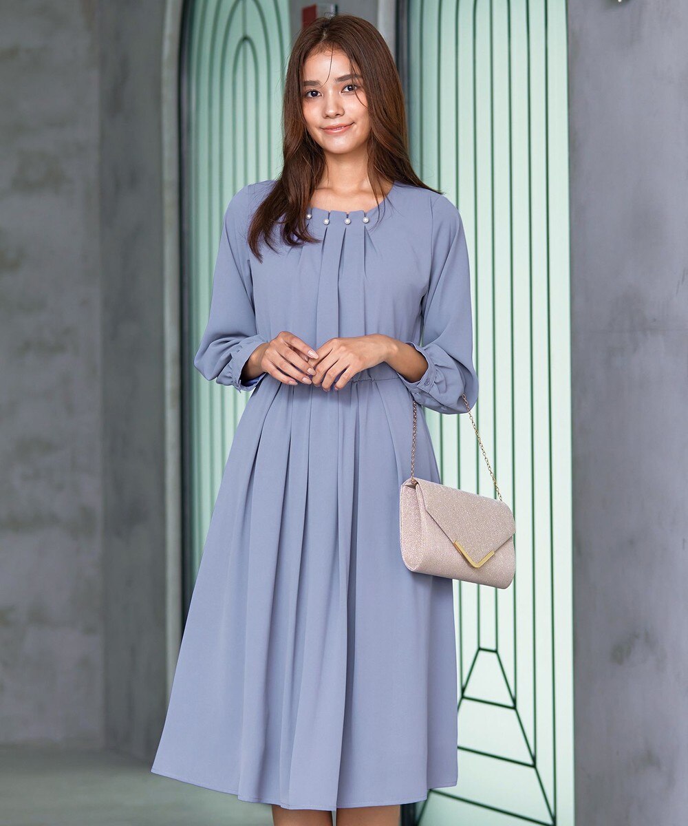 【洗える】タックパールワンピース