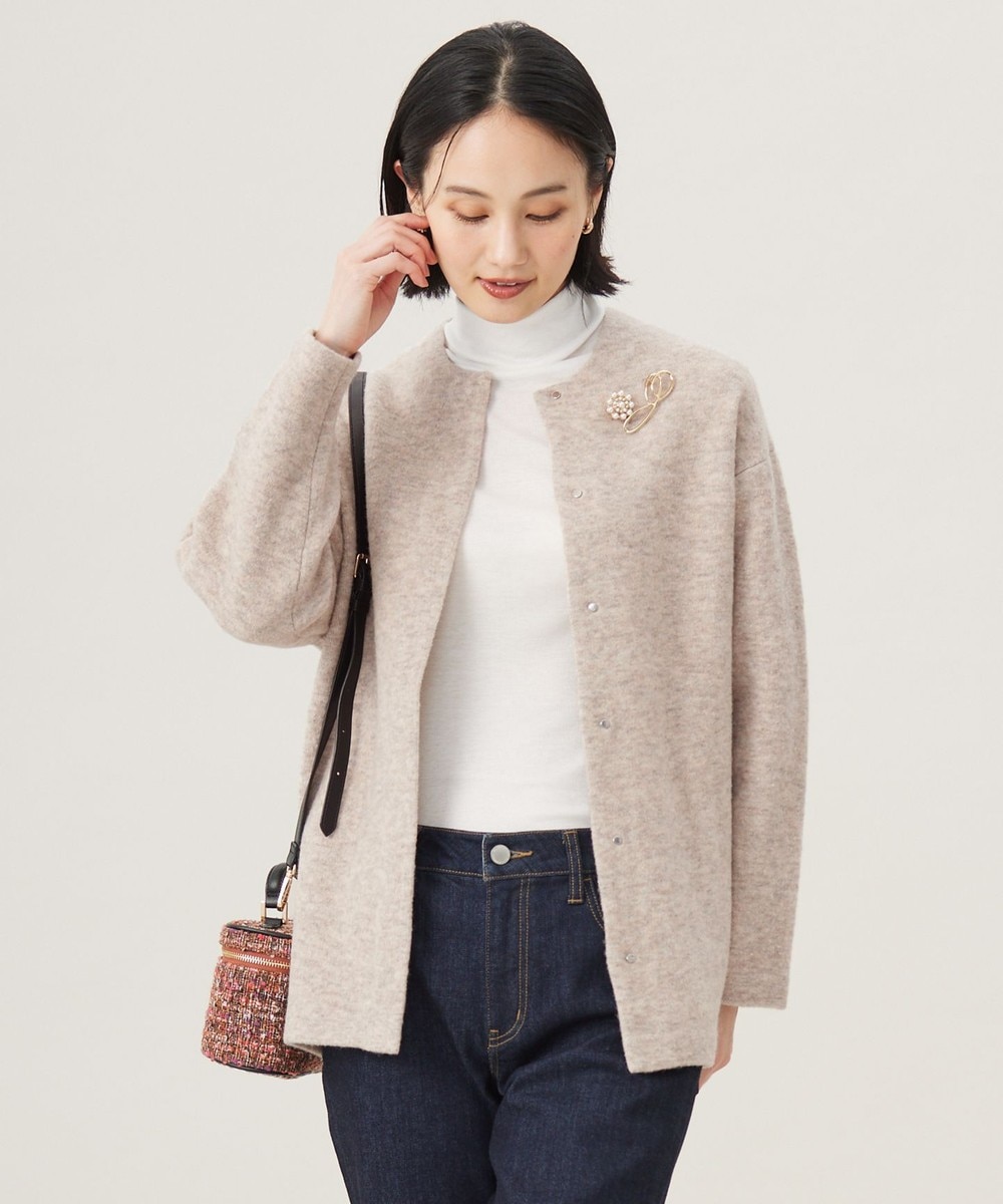 【オンワード】 自由区 L(大きいサイズ)>トップス 【洗える】ブークレーニット アウター ベージュ 44 レディース 【オンワード】 自由区 L(大きいサイズ)>トップス 【洗える】ブークレーニット アウター ベージュ 44 レディース