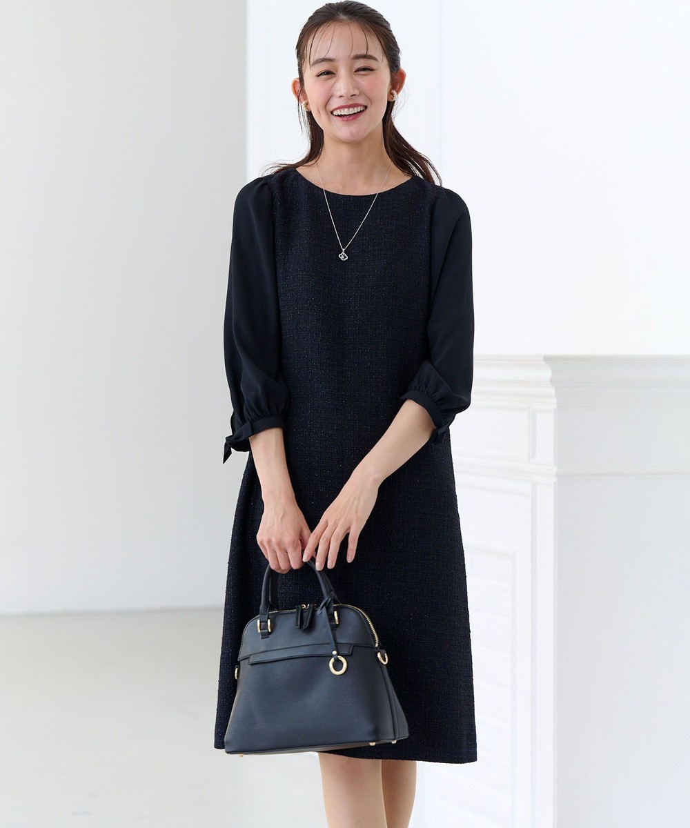 【オンワード】 組曲 L(大きいサイズ)>ワンピース 【KUMIKYOKU NAVY】ラメループモールツイード ワンピース ネイビー 7 レディース 【オンワード】 組曲 L(大きいサイズ)>ワンピース 【KUMIKYOKU NAVY】ラメループモールツイード ワンピース ネイビー 7 レディース