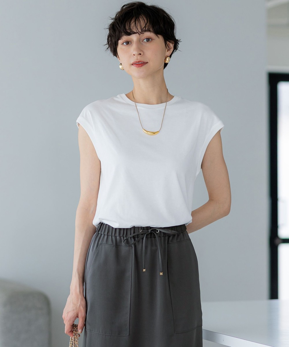 【オンワード】 23区 L(大きいサイズ)>トップス 【洗える】コンパクトヤーン フレンチスリーブ Tシャツ ホワイト 44 レディース 【オンワード】 23区 L(大きいサイズ)>トップス 【洗える】コンパクトヤーン フレンチスリーブ Tシャツ ホワイト 44 レディース