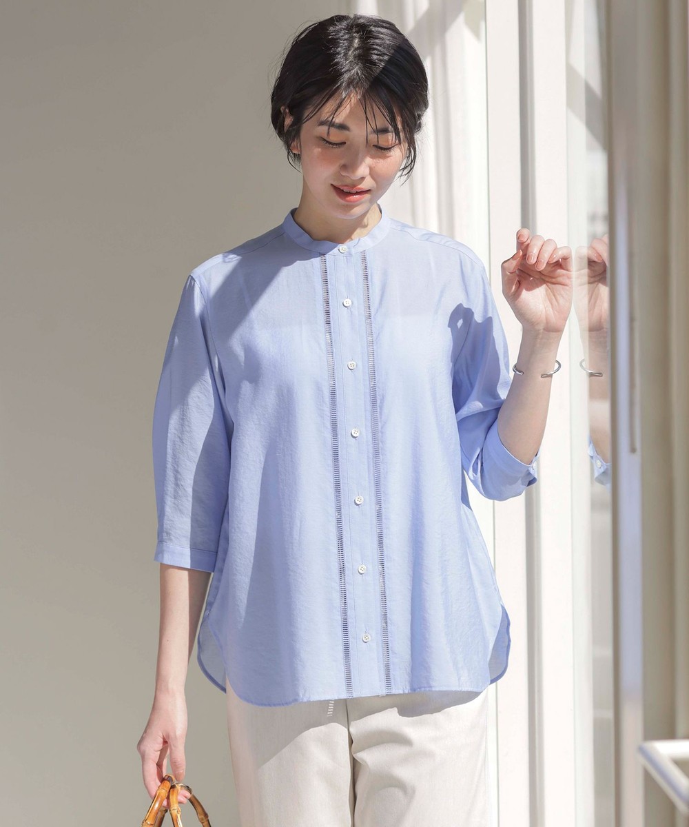 【オンワード】 J.PRESS LADIES>トップス 【WEB限定カラーあり・洗える】Sheer Vis リネン バンドカラー ブラウス サックス 9 レディース 【オンワード】 J.PRESS LADIES>トップス 【WEB限定カラーあり・洗える】Sheer Vis リネン バンドカラー ブラウス サックス 9 レディース