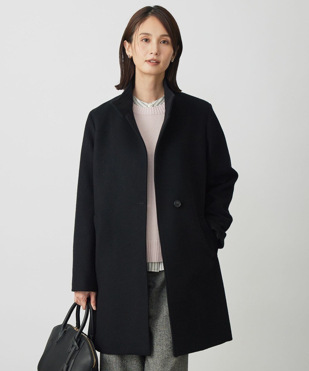 【オンワード】 J.PRESS LADIES L（大きいサイズ）>ジャケット/アウター ショートビーバー スタンドカラー コート ブラック T13 レディース