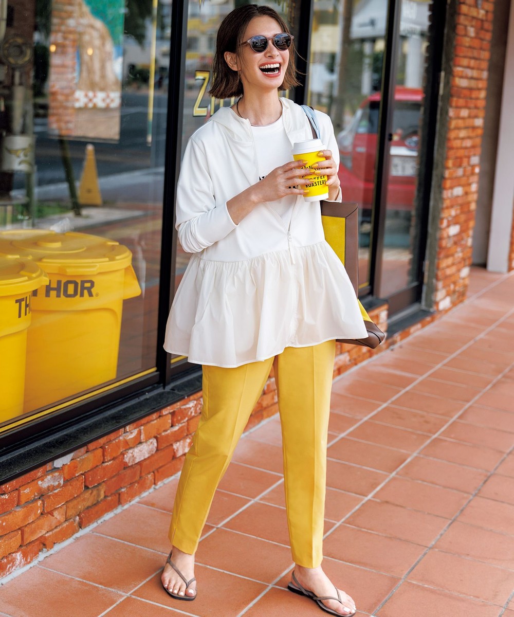 【オンワード】 UNFILO L(大きいサイズ)>パンツ 【接触冷感/UVケア/撥水】FINE MOVE テーパードパンツ マリーゴールド XL レディース 【オンワード】 UNFILO L(大きいサイズ)>パンツ 【接触冷感/UVケア/撥水】FINE MOVE テーパードパンツ マリーゴールド XL レディース