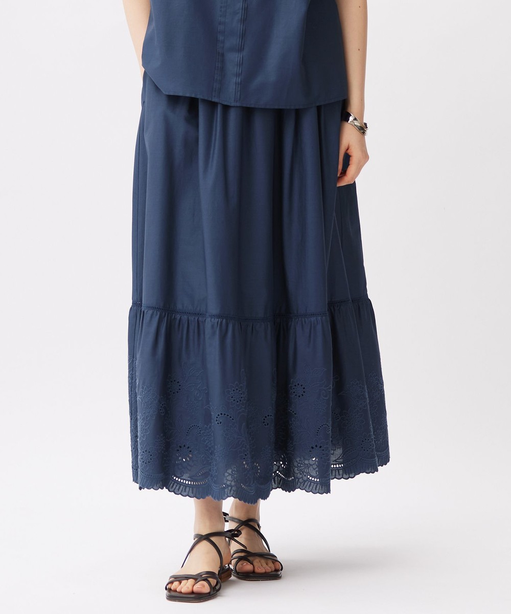 【オンワード】 自由区 S(小さいサイズ)>スカート 【カタログ掲載・接触冷感・洗える】エンブロイダリーローンティアード スカート コバルトブルー 32 レディース 【オンワード】 自由区 S(小さいサイズ)>スカート 【カタログ掲載・接触冷感・洗える】エンブロイダリーローンティアード スカート コバルトブルー 32 レディース