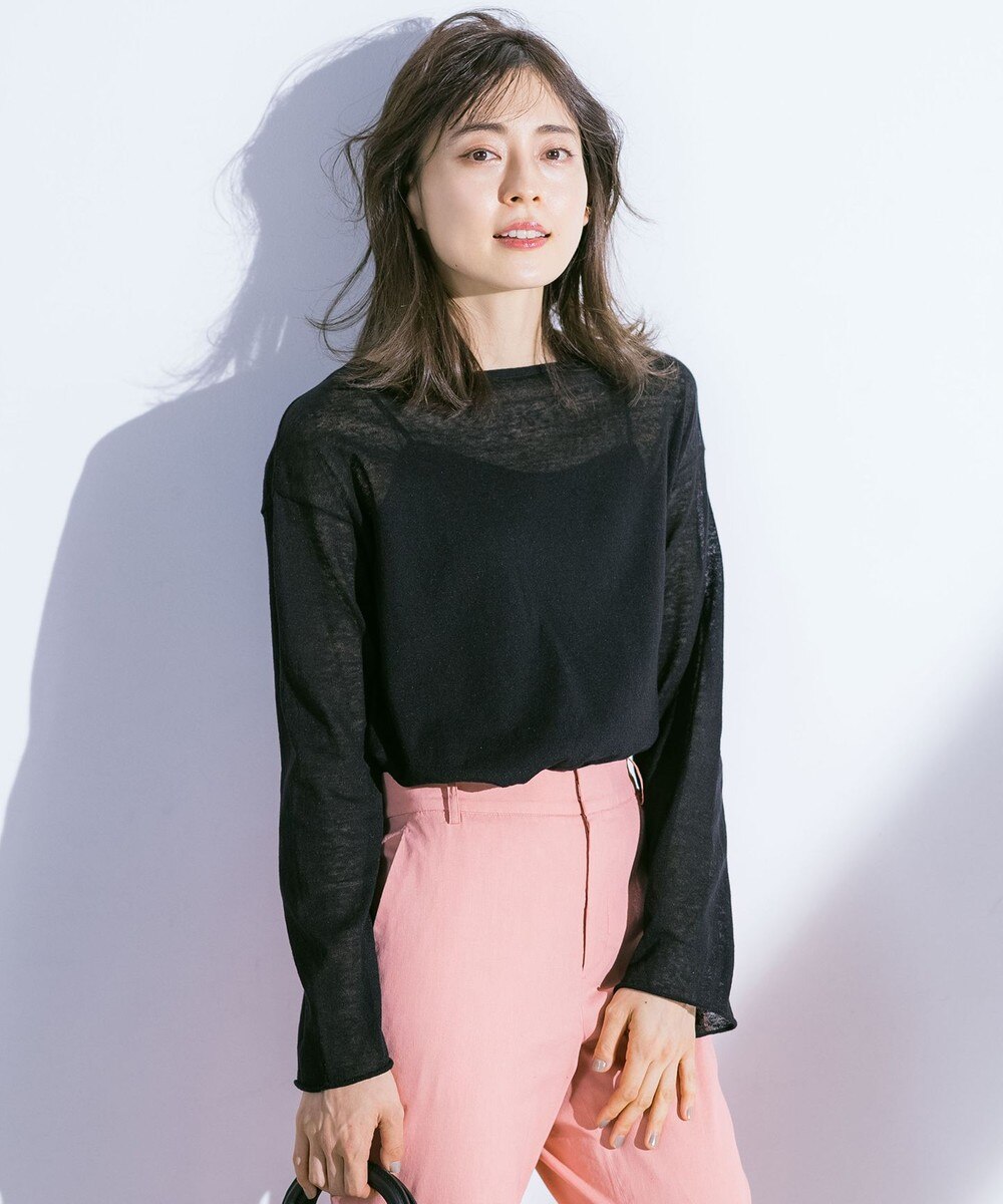 【オンワード】 23区 L>トップス 【洗える】コットンリネンシアーニット プルオーバー ブラック 44 レディース 【送料無料】