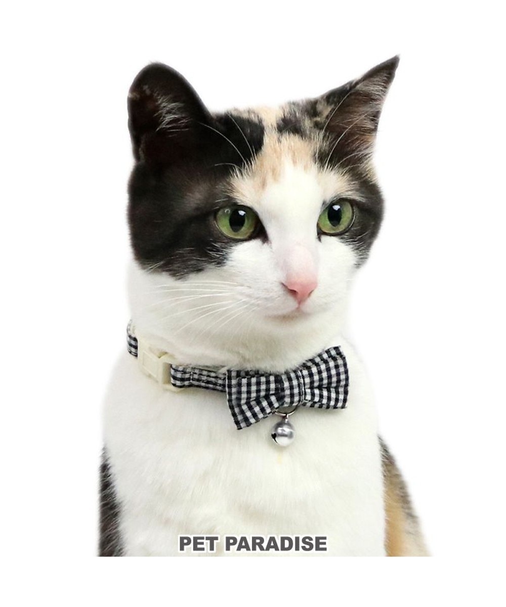 【オンワード】 PET PARADISE>ペットグッズ ペットパラダイス 猫 首輪 ギンガムチェック 《ブラック》 小サイズ/中サイズ ブラック 小