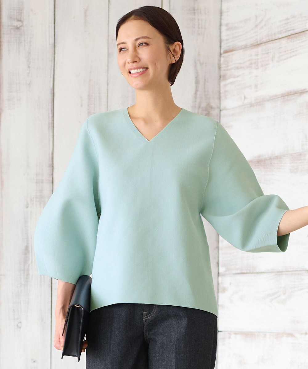 【オンワード】 自由区>トップス 【セットアップ対応・洗える】ポリエステルホールガーメントバルーンスリーブ ニット ライトグリーン 38 レディース 【オンワード】 自由区>トップス 【セットアップ対応・洗える】ポリエステルホールガーメントバルーンスリーブ ニット ライトグリーン 38 レディース