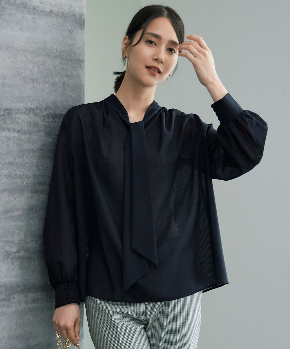 【オンワード】 自由区 L(大きいサイズ)>トップス 【セットアップ対応・洗える】ハイツイストビエラボウタイ ブラウス ネイビー 44 レディース 【オンワード】 自由区 L(大きいサイズ)>トップス 【セットアップ対応・洗える】ハイツイストビエラボウタイ ブラウス ネイビー 44 レディース