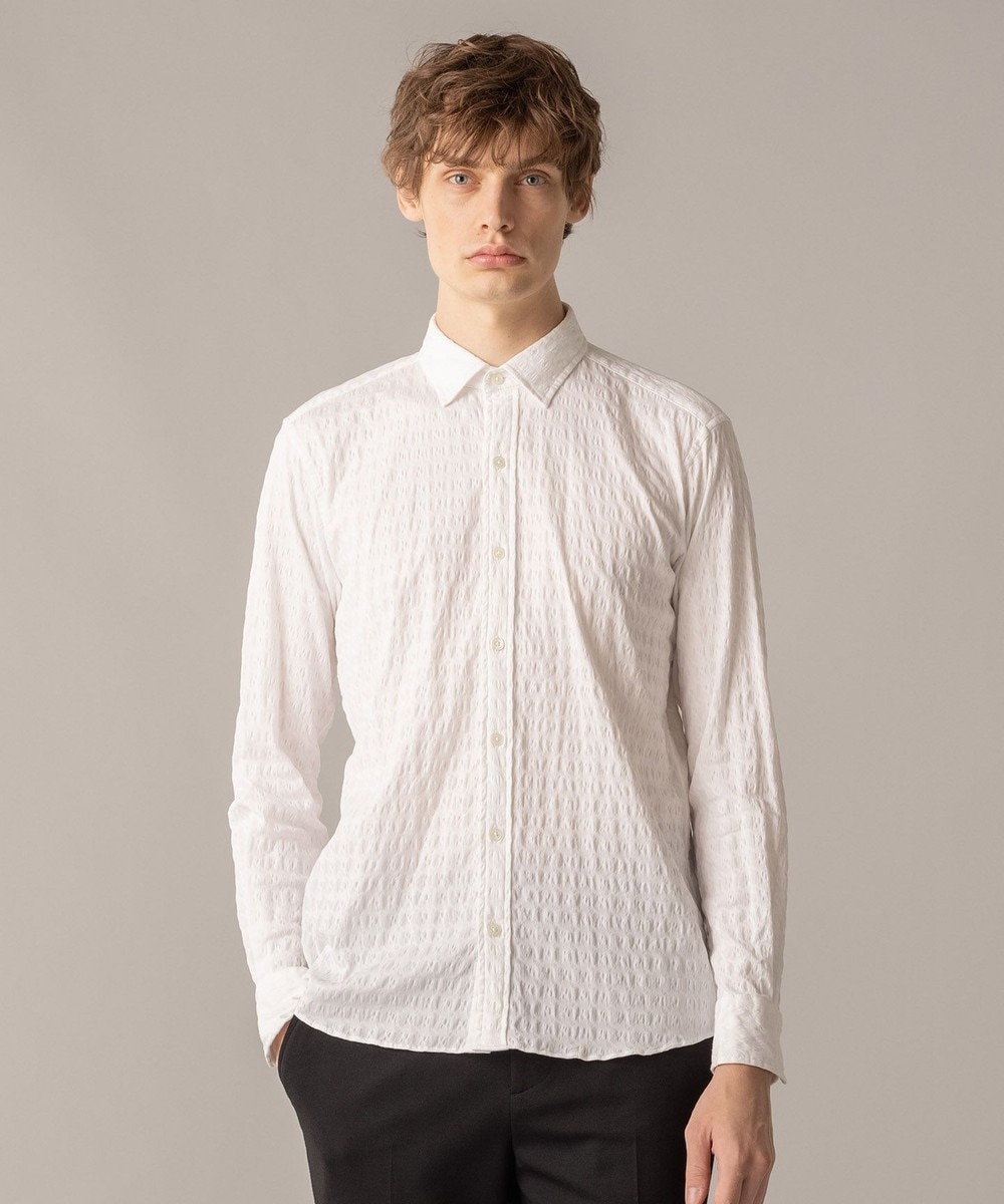 【オンワード】 JOSEPH MEN>トップス ハウンドトゥースジャガード レギュラーカラー ホワイト 46 メンズ 【送料無料】