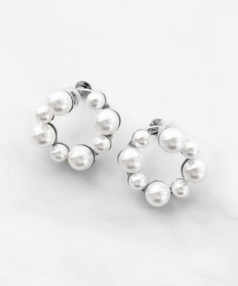 【オンワード】 TOCCA>アクセサリー FRILL PEARL EARRINGS イヤリング シルバー F レディース