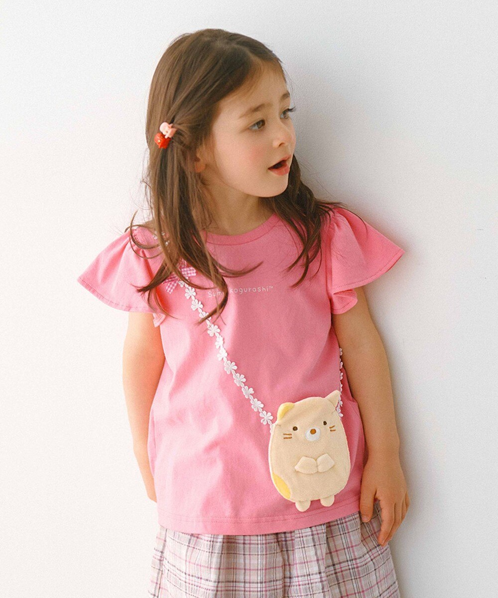 【オンワード】 any FAM KIDS>トップス 【WEB限定/すみっコぐらし】ポシェットTシャツ ピンク×ねこ 120 キッズ