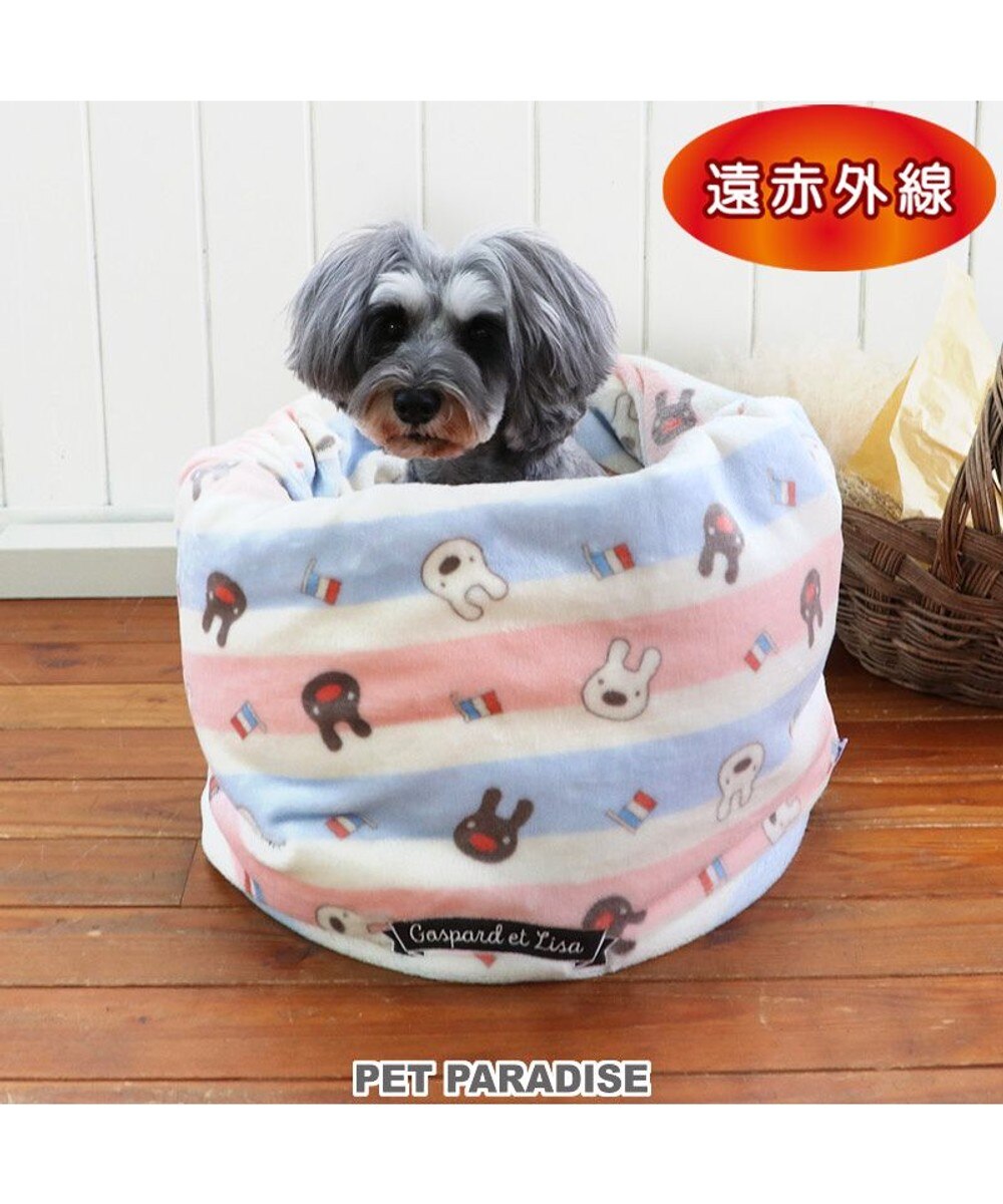 PET PARADISE>ペットグッズ 犬 ベッド 遠赤外線 リサとガスパール 筒型 寝袋 カドラー (42×70cm) アランボア柄 - Ｐ／5ｋ 【送料無料】