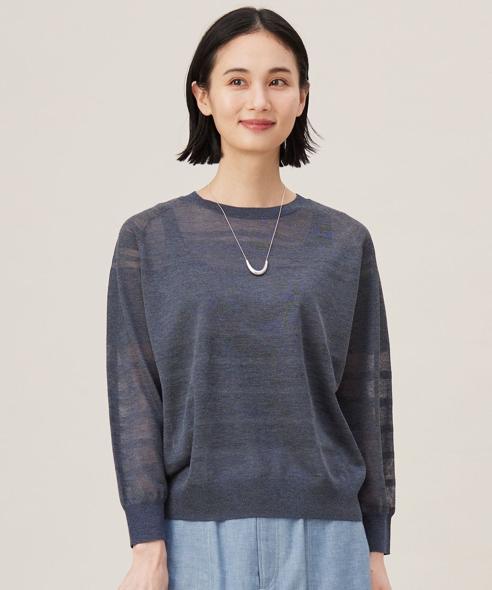 【オンワード】 自由区 S(小さいサイズ)>トップス 【ワコールコラボ】【洗える】シアーボーダー ニット ブルーグレー 32 レディース 【オンワード】 自由区 S(小さいサイズ)>トップス 【ワコールコラボ】【洗える】シアーボーダー ニット ブルーグレー 32 レディース