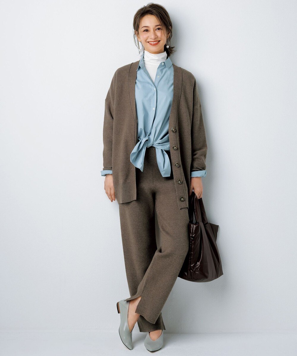 【オンワード】 UNFILO L>パンツ 【洗える】コットンミックスニット パンツ ベージュ 44 レディース 【送料無料】