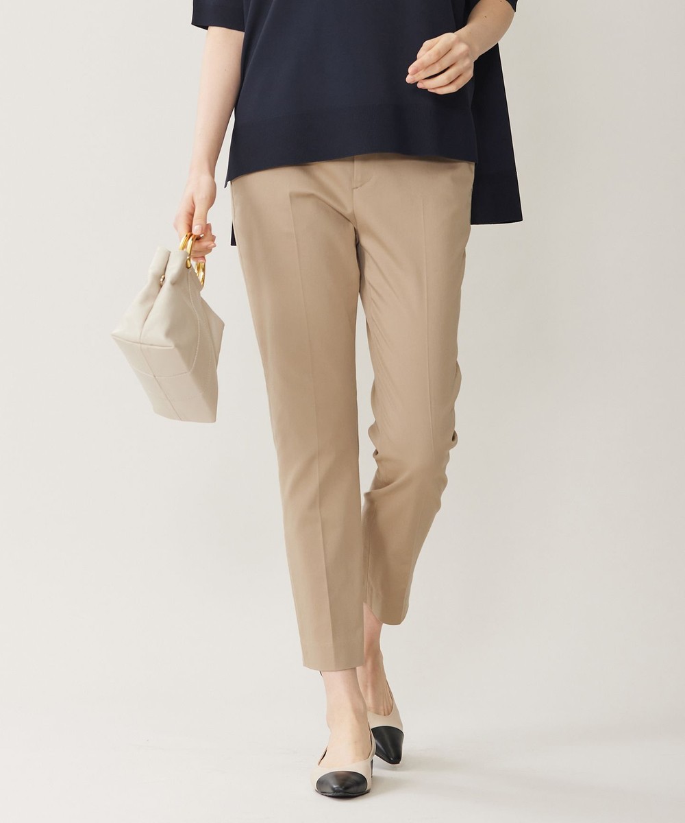【オンワード】 自由区>パンツ 【接触冷感・洗える】コットンサテンストレッチテーパード パンツ ベージュ 36 レディース 【オンワード】 自由区>パンツ 【接触冷感・洗える】コットンサテンストレッチテーパード パンツ ベージュ 36 レディース