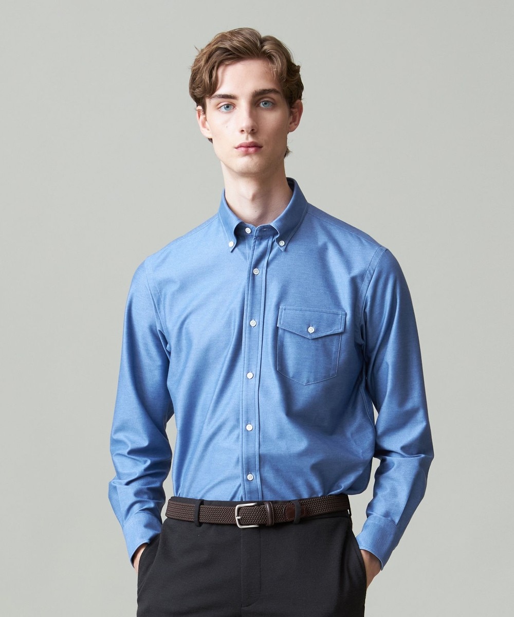 【オンワード】 J.PRESS MEN>トップス KANEMASA KNITTING デニムジャージ シャツ サックスブルー XL メンズ 【オンワード】 J.PRESS MEN>トップス KANEMASA KNITTING デニムジャージ シャツ サックスブルー XL メンズ