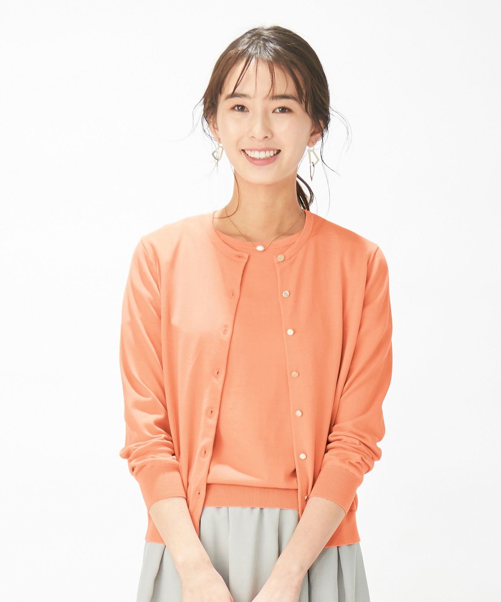 【オンワード】 J.PRESS LADIES>トップス 【洗える】KNIT BASIC SSクルーネック カーディガン ホワイト M レディース 【送料無料】