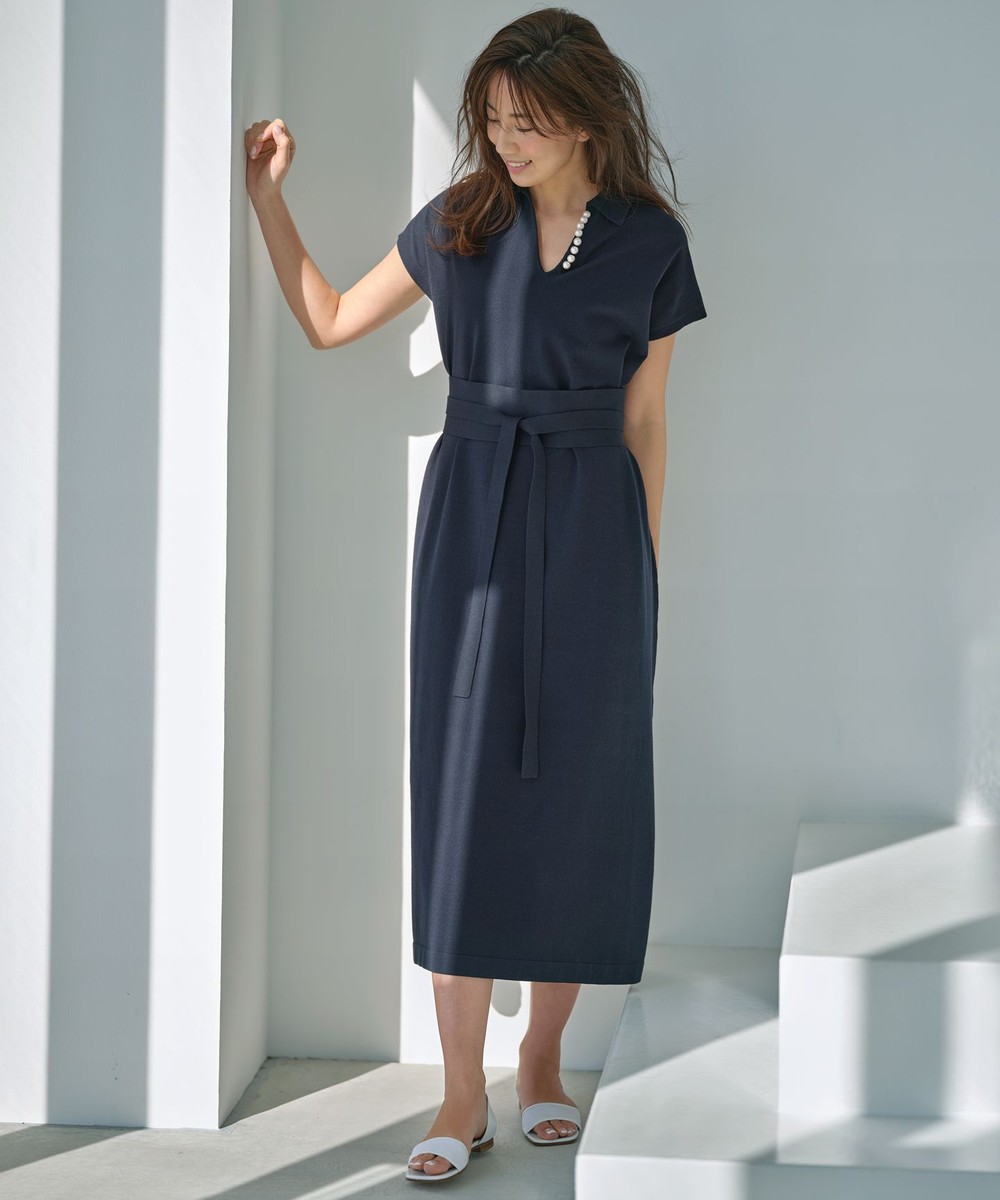 【オンワード】 組曲 S>ワンピース 【東原亜希さん着用・KMKK】パールディティール ニットワンピース(KK24) アイボリー S2 レディース 【送料無料】