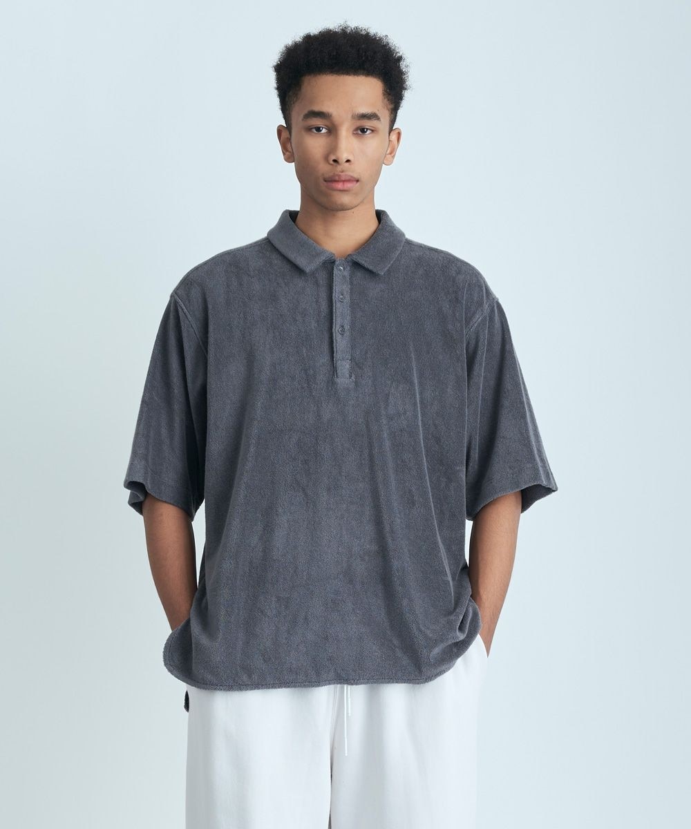 【オンワード】 ATON>トップス SUVIN PILE JERSEY オーバーサイズポロシャツ - UNISEX CHARCOAL GRAY 06 レディース 【送料無料】