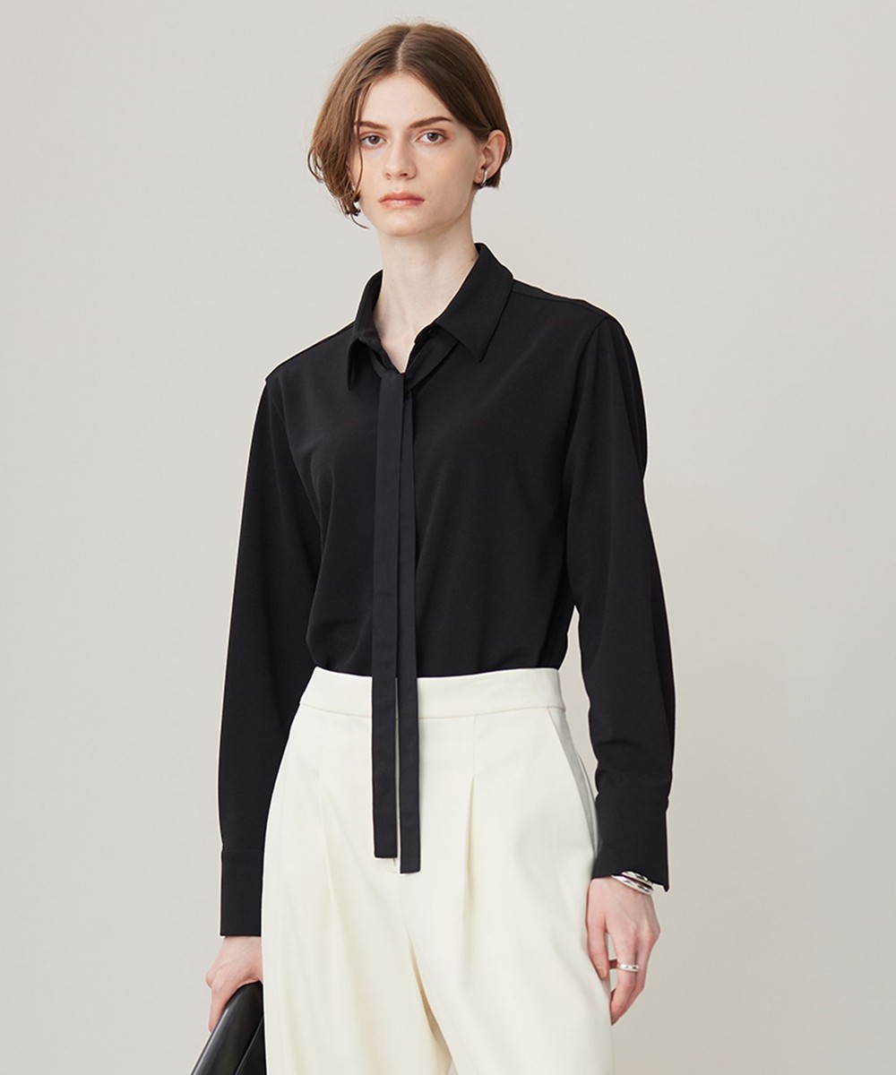 【オンワード】 ICB>トップス 【洗える】マラボーテジョーゼット ボウタイデザインカットソー ブラック S レディース 【オンワード】 ICB>トップス 【洗える】マラボーテジョーゼット ボウタイデザインカットソー ブラック S レディース