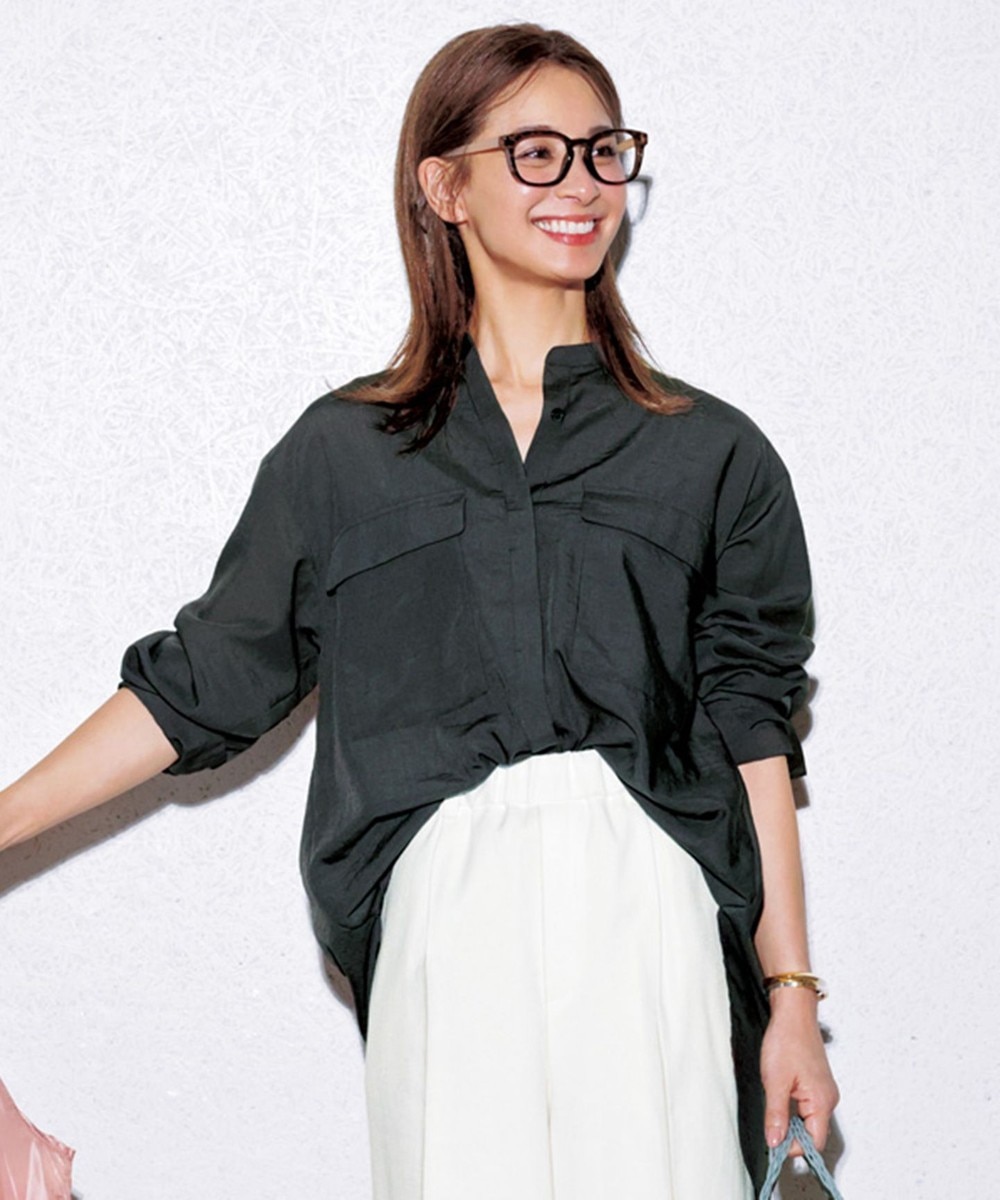 【オンワード】 UNFILO L>トップス 【稲沢朋子さん着用・撥水】ロング シャツ ベージュ 44 レディース 【送料無料】