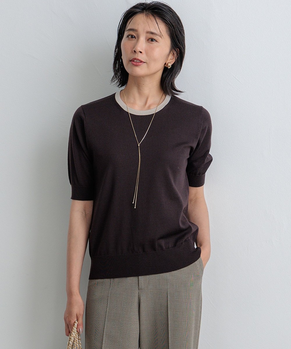 【オンワード】 23区 S(小さいサイズ)>トップス 【洗える】サステナブルウール 半袖 ニット ダークブラウン 32 レディース 【オンワード】 23区 S(小さいサイズ)>トップス 【洗える】サステナブルウール 半袖 ニット ダークブラウン 32 レディース