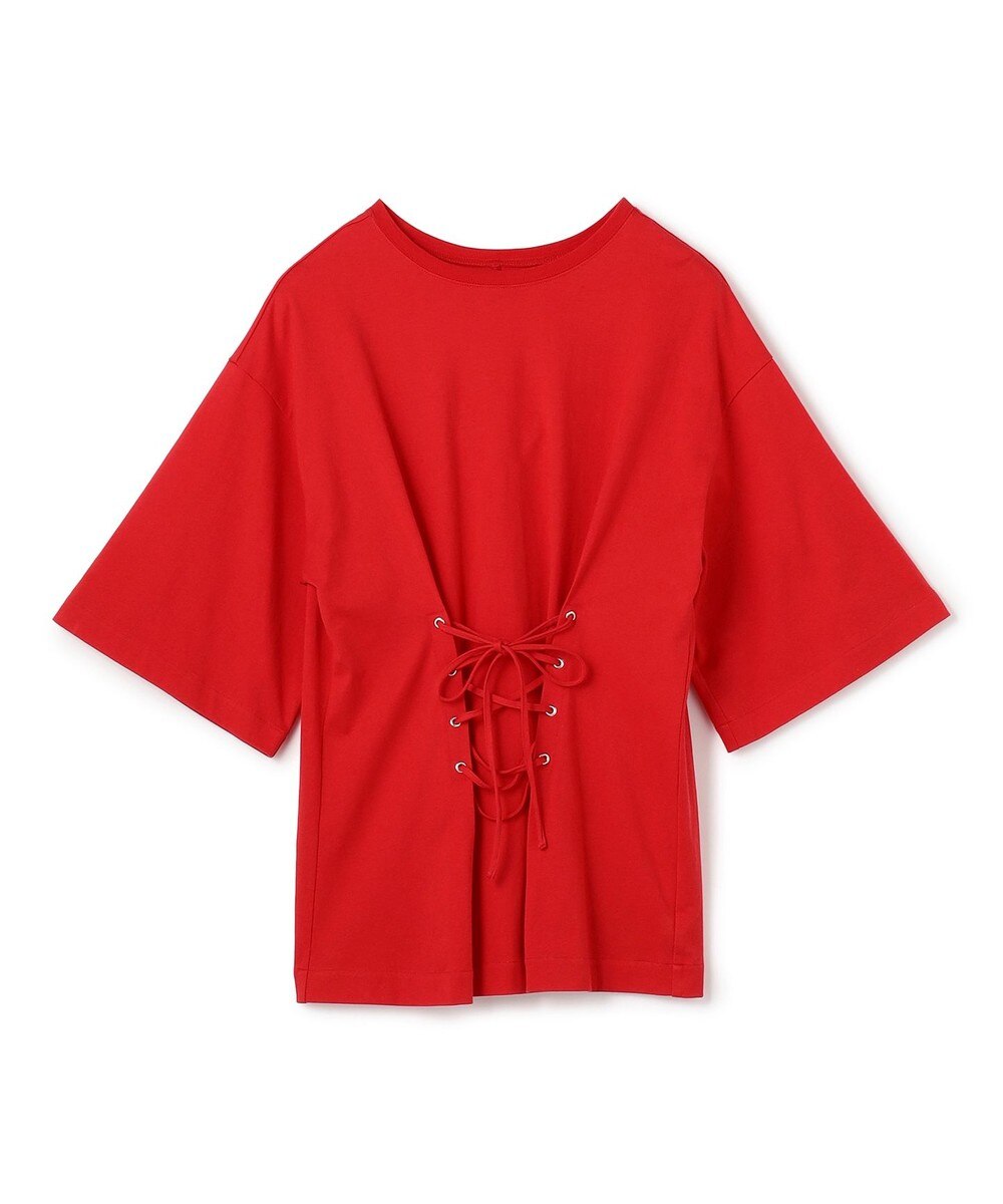 【オンワード】 uncrave>トップス 【洗濯機洗い可】プレーンジャージー 2WAYレースアップトップス レッド F レディース