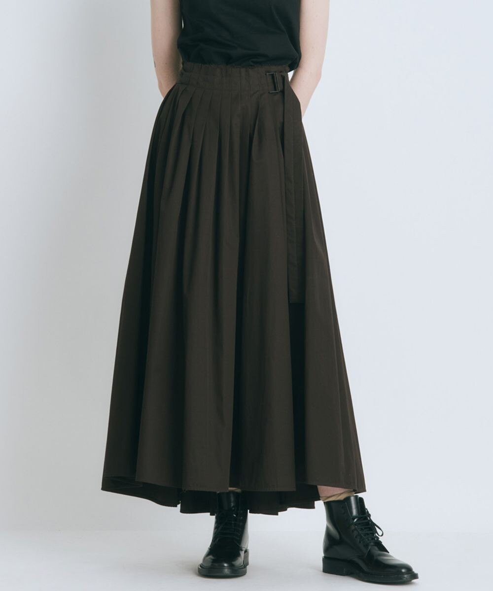 【オンワード】 ATON>スカート COTTON TWILL ダブルラッププリーツスカート BROWN 02 レディース 【送料無料】