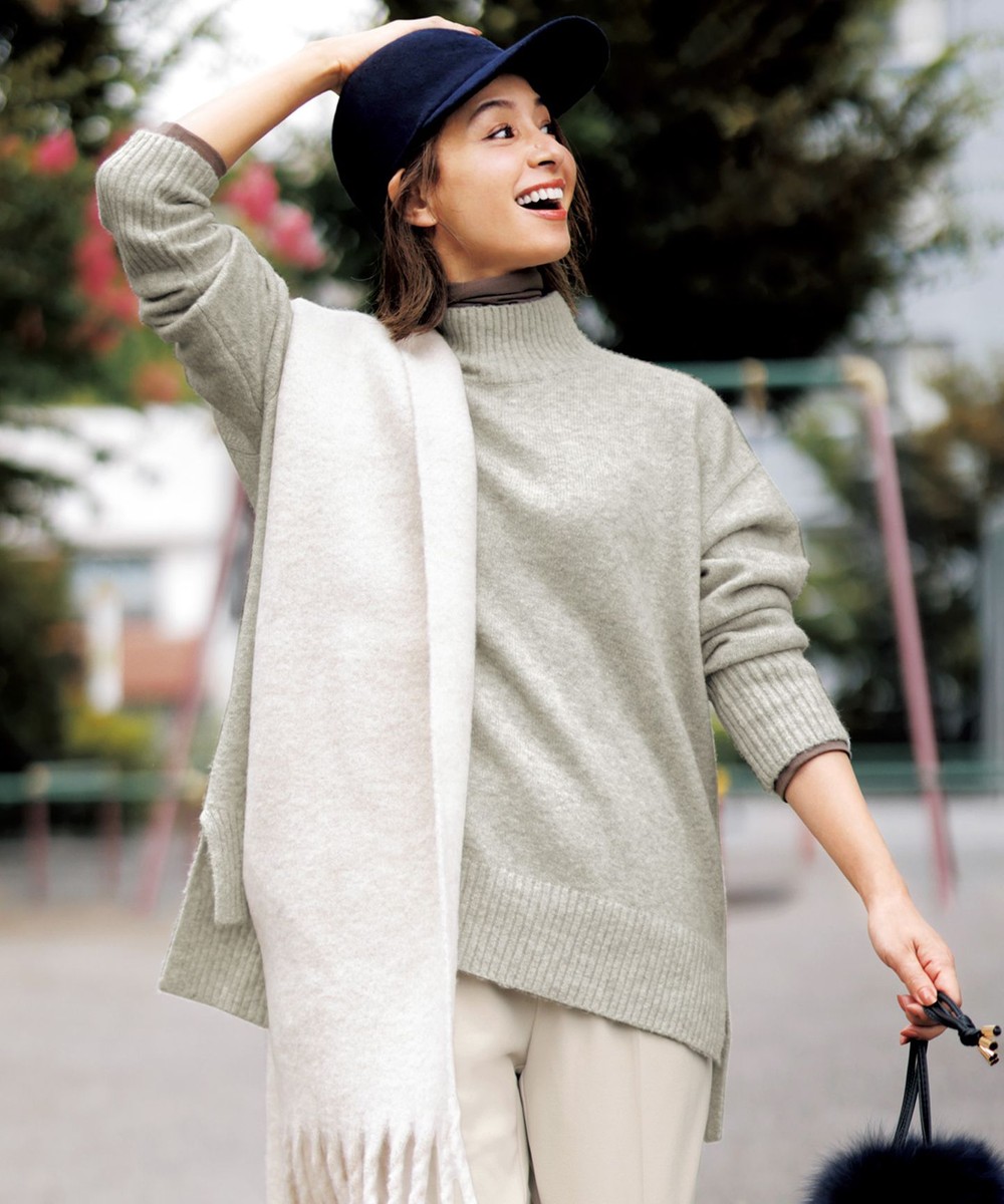 【オンワード】 UNFILO L>トップス 【洗える】ヤクミックス ハイネックニット ローズ 44 レディース 【送料無料】