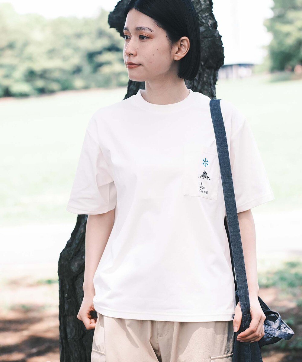 【オンワード】 SHARE PARK LADIES>トップス 【UVカット・吸水速乾・ストレッチ・軽量 】ロゴポケットTシャツ（S・Mサイズ） ホワイト M レディース