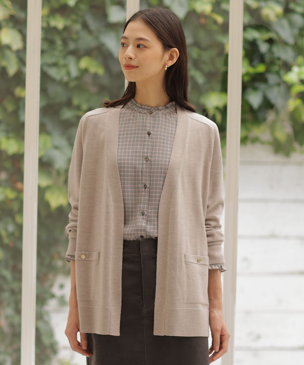 【オンワード】 J.PRESS LADIES>トップス 【着丈が選べる・洗える】KNIT BASIC ロングカーディガン トップベージュ L レディース