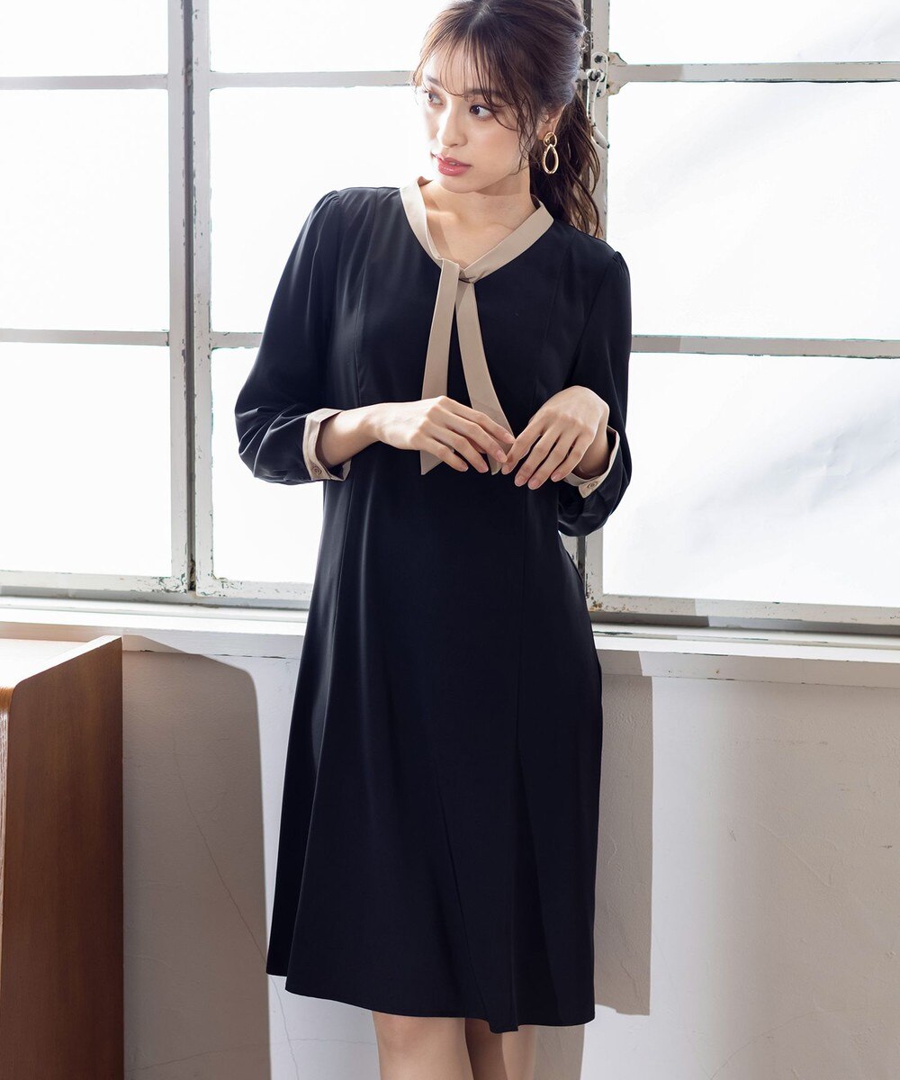 注目の商品 オンワード Tiaclasse ワンピース 洗える 大人上品なボウタイワンピース ブラック ベージュ 11 レディース 送料無料 かいこみ 注目の商品 オンワード Tiaclasse ワンピース 洗える 大人上品なボウタイワンピース ブラック ベージュ 11 レディース 送料無料 かいこみ