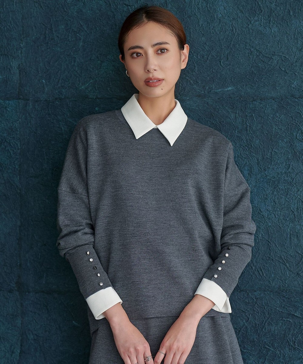 【オンワード】 ICB>トップス 【洗える】 シルキーウールダブルフェイス ニットプルオーバー ミディアムグレー XS レディース 【オンワード】 ICB>トップス 【洗える】 シルキーウールダブルフェイス ニットプルオーバー ミディアムグレー XS レディース