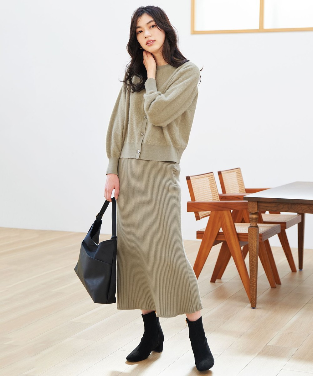 【オンワード】 ANY>ワンピース フェザーカーディガン×ニットスカートセットアップ オリーブ F レディース 【オンワード】 ANY>ワンピース フェザーカーディガン×ニットスカートセットアップ オリーブ F レディース