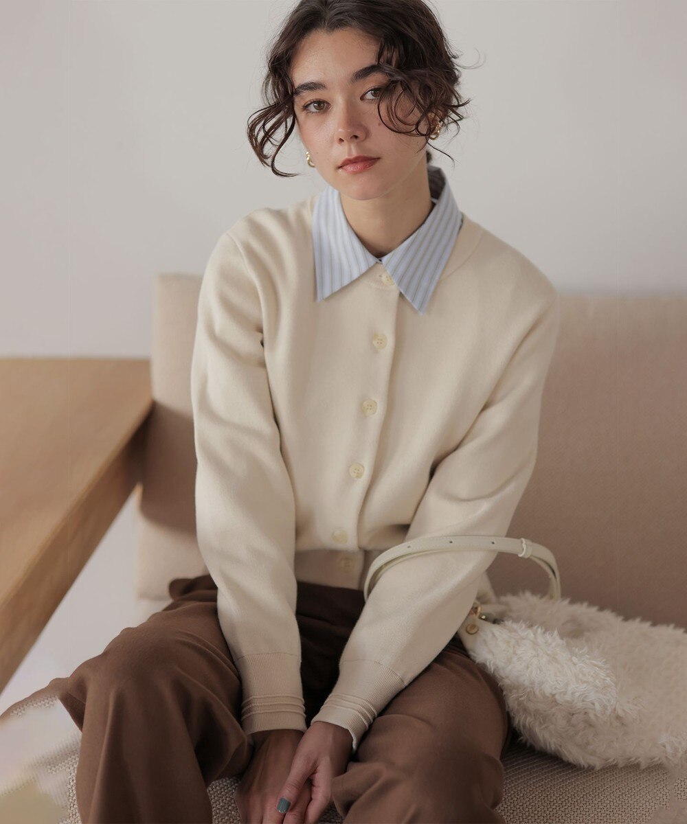 【オンワード】 組曲>トップス 【加藤ローサさん着用】スムースストレッチジャケット カーディガン アイボリー 3 レディース