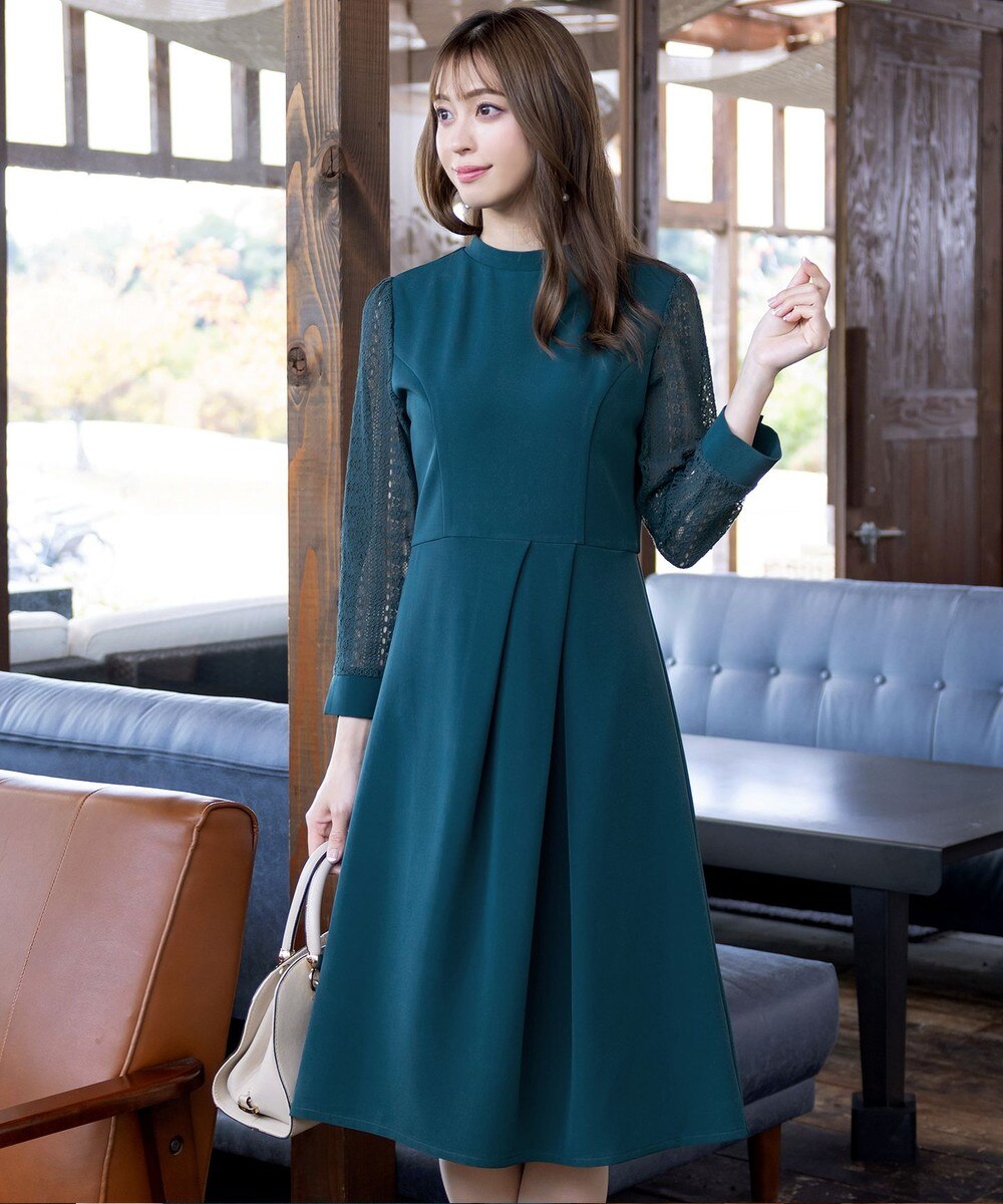 【洗える】レーススリーブワンピース