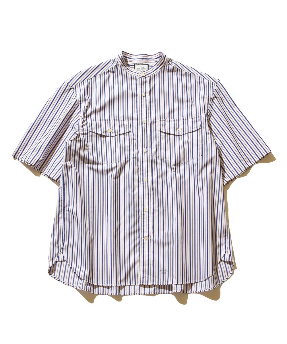 【オンワード】 J.PRESS YORK STREET>トップス 【UNISEX】ブロードストライプ バンドカラーシャツ ブルー L レディース 【送料無料】