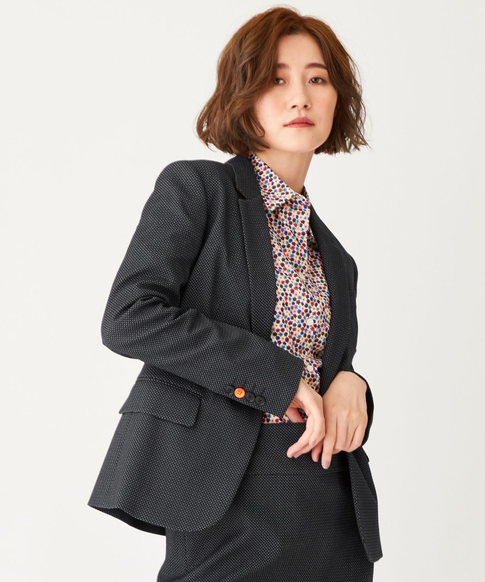 【オンワード】 Paul Smith>ジャケット/アウター 【セットアップ対応】コットンウールドビー テーラリング ジャケット ネイビー 46L レディース 【送料無料】