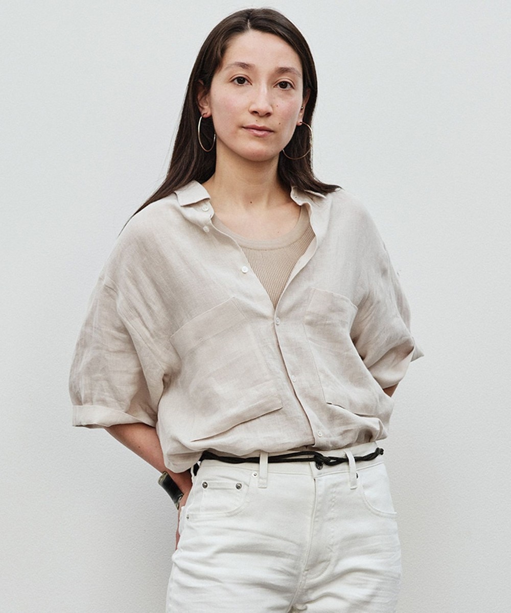 【オンワード】 23区>トップス 【ユニセックス】LIBECO 半袖 シャツ(番号2T28) ホワイト M メンズ 【送料無料】