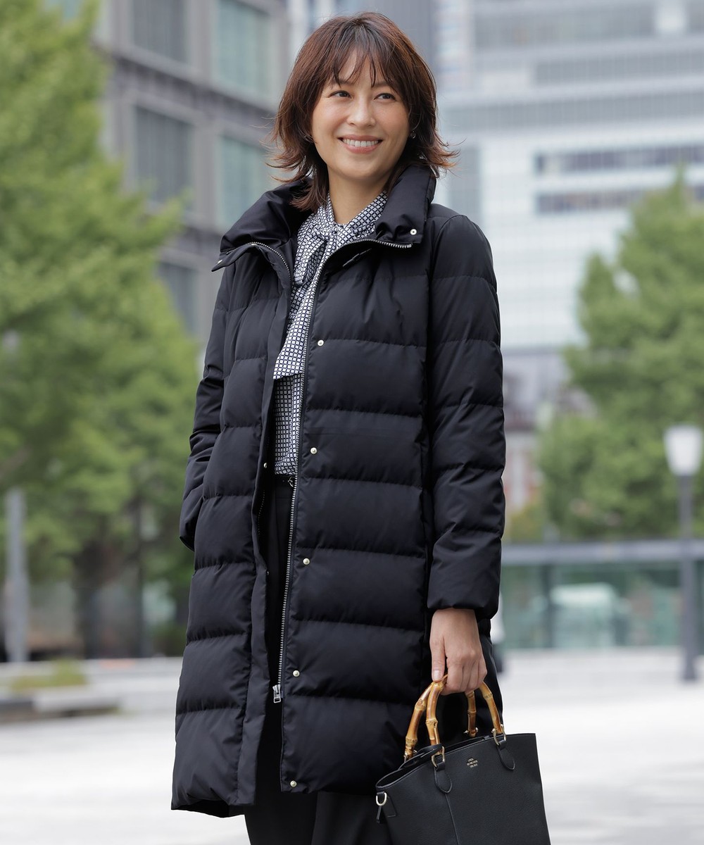 【オンワード】 J.PRESS LADIES>ジャケット/アウター 【洗える・2way】タフタダウン ロング丈 コート ブラック 9 レディース 【オンワード】 J.PRESS LADIES>ジャケット/アウター 【洗える・2way】タフタダウン ロング丈 コート ブラック 9 レディース